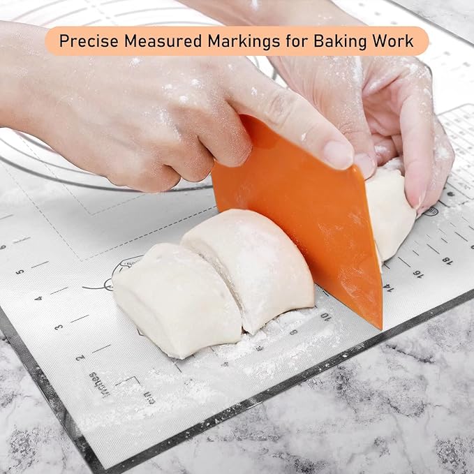 Silicone Pastry Mat - Non-Slip with Measurement Baking Mat for Fondant/Rolling Dough/Pie Crust/Pizza and Cookies - Oven Liner/Counter Mat/Kneading Mat,24" x 32", Black