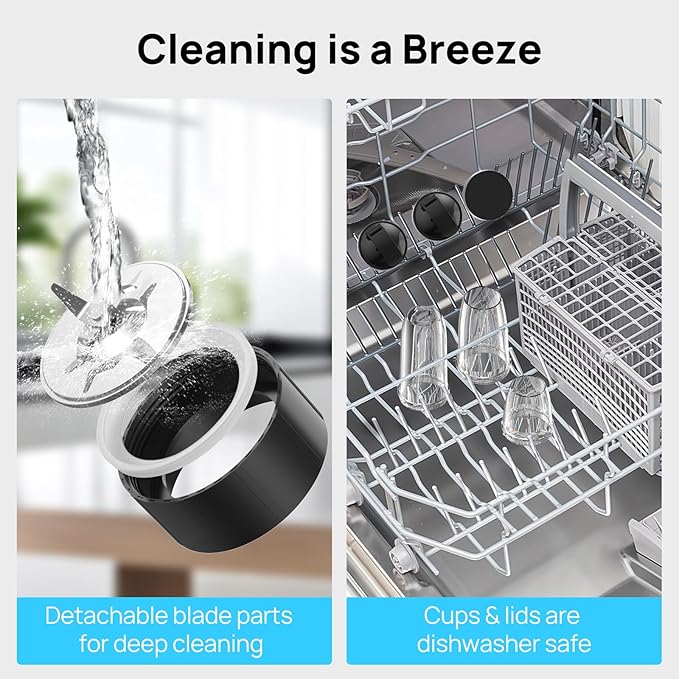 Consciot CB08 11-Piece Blender for Kitchen and Personal Size, Blend Shakes and Smoothies, Frozen Drinks, Baby Food, Spreads & More, 3 Portable To-Go Cups & 2 Spout Lids & 1 Solid Lid, 900 Peak Watts