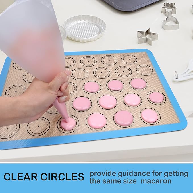 STATINT Silicone baking Mat, Non-Stick Food Safe Set of 2 Half Sheet Reusable Heat Resistant Liner +1 Quarter Reusable Baking Mat for Macarons, Cookies, Pastries, Bread, Meat
