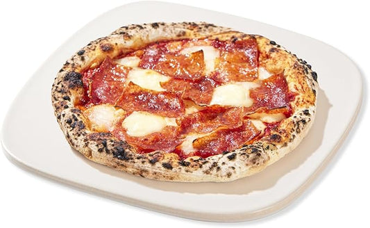 Pizza Stone, 12" x 11" x 0.47" Ceramic Coating & Cordierite Pizza Stones for Oven Grill BBQ, Heavy Duty Non Stick Baking Stone for Pizza & Bread, Unique Shape Design Grilling Stone (White)