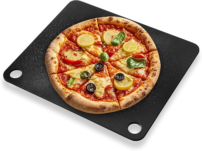Pizza Steel, Baking Steel for Oven & Grill, Duvecfoi 13.8x13.8” Pizza Baking Pan for Artisan Pizza, Multi-Purpose Tool for Home Cooks & Lovers, Fast Heating, Crisp Crust(.25" Thick)