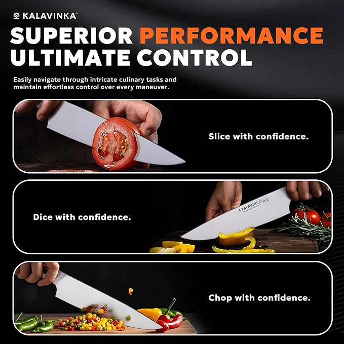 Professional Chef Knife 8", High Carbon Stainless Steel Blade, All-Purpose Kitchen Knife with Gifted Sheath, Summer Cooking (VENDANA)