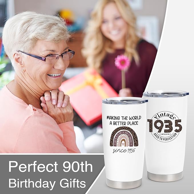 90th Birthday Gifts for Women, 1935 Birthday Gifts, 90 Years Old Birthday Gifts, Best 90th Ever Birthday Gifts, Birthday Gifts for Her Turning 90, Funny 90th Birthday Gifts Ideas 20 oz Tumbler
