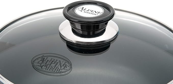Alpine Cuisine 13 Quart Non-stick Stock Pot with Tempered Glass Lid and Carrying Handles, Multi-Purpose Cookware Aluminum Dutch Oven for Braising, Boiling, Stewing