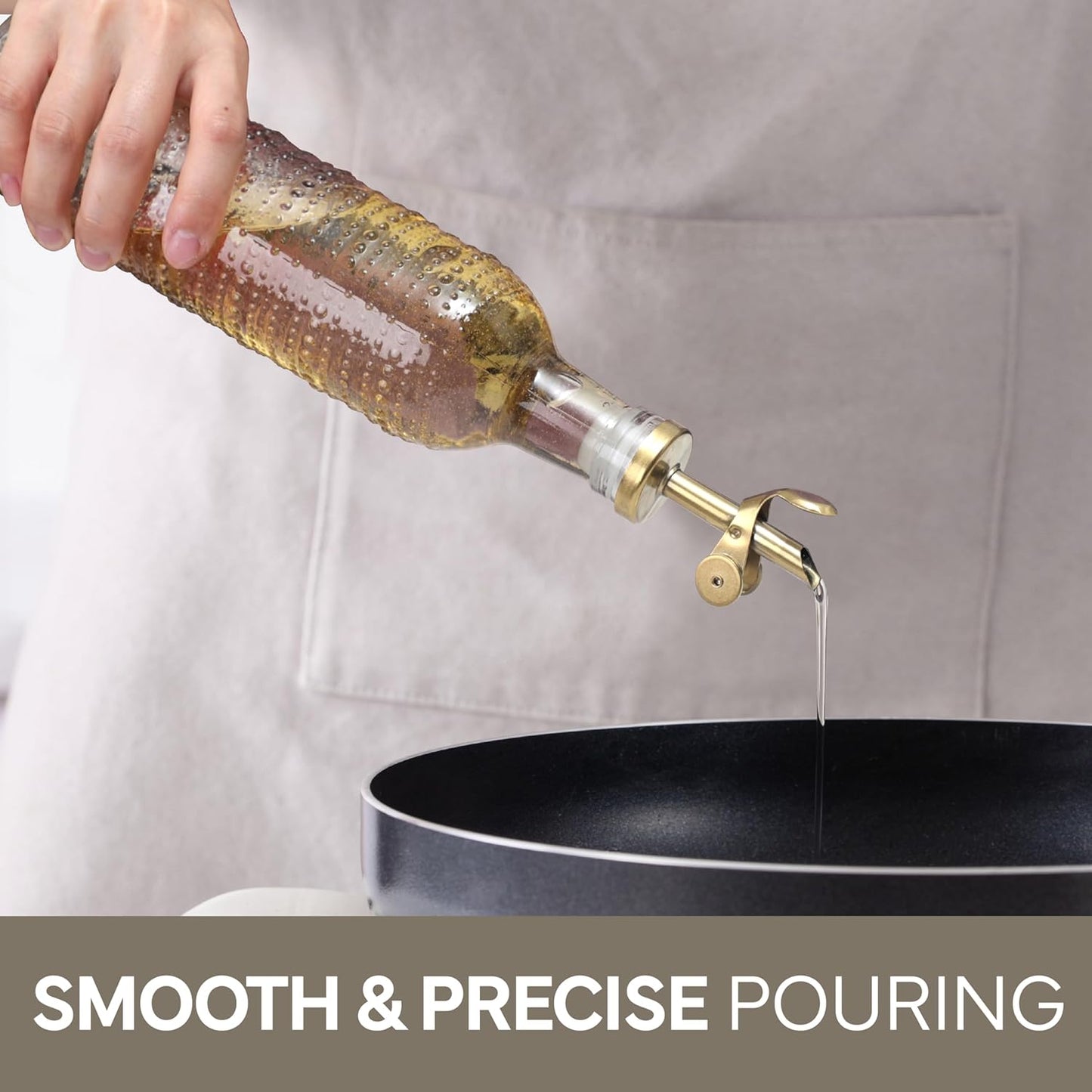 COOK WITH COLOR Glass Olive Oil Bottle Dispenser - 2 Pack- 17oz Oil and Vinegar Cruet - Olive Oil Carafe Decanter for Kitchen