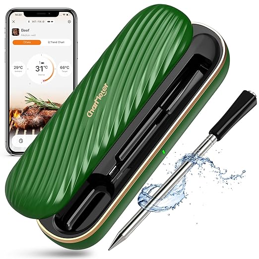 Meat Thermometer Digital Wireless, Bluetooth Smart Meat Thermometer with APP 500FT Remote for Grilling and Smoker,Portable Cooking Temperature Probe for Oven, Outside Grill and BBQ | IP67 Waterproof