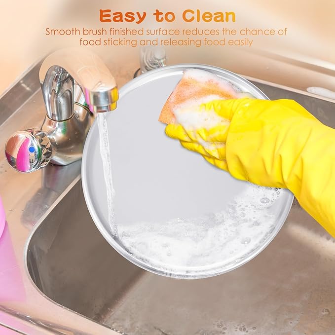 12 Pieces Pizza Pan Bulk Restaurant Aluminum Pizza Pan Set Round Pie Cake Plate Rust Free Cake Tray for Oven Baking Home Kitchen Restaurant Easy Clean(16 Inch)