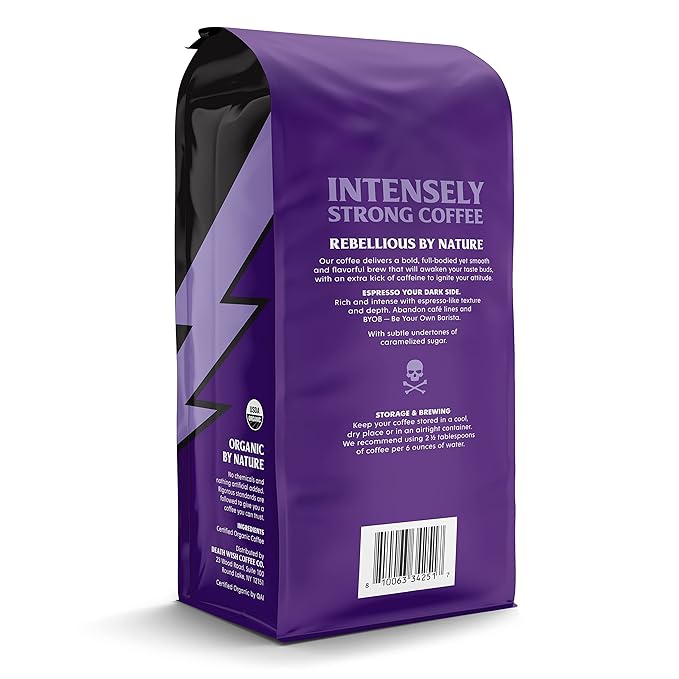 Death Wish Coffee, Organic and Fair Trade Espresso Roast Ground Coffee, 14 ounce (Pack of 1)