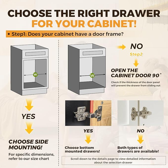 Pull Out Drawers for Cabinet Wood Slide Out Cabinet Organizer and Storage Cabinet Kitchen Drawers Slide Out Shelves Pull Out Shelves in Kitchen Pantry Bathroom with Soft Close 30"W x 22"D x 3"H