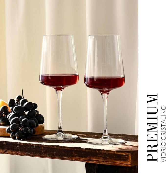 Krosno Red Wine Glasses, Set of 6, 16.91 oz, Infinity Collection, Ideal for Cabernet, Merlot, Classic Elegant Shape, Premium Glass, Lead-Free, Dishwasher Safe, Made in Europe