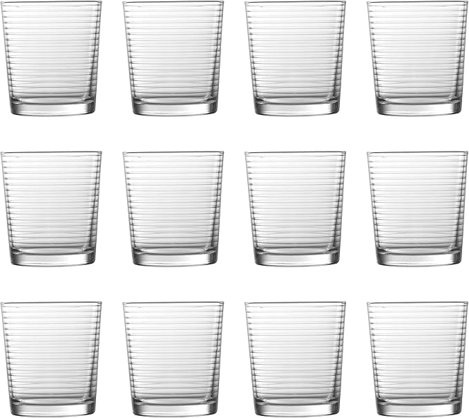 Fortessa Basics Arcade Everyday 12 Pack Set Glassware Great for: Mixed Drinks/Cocktails, Water, Juice, Iced Tea, Soft Drinks., Double Old Fashioned/Rocks, 13 Ounce