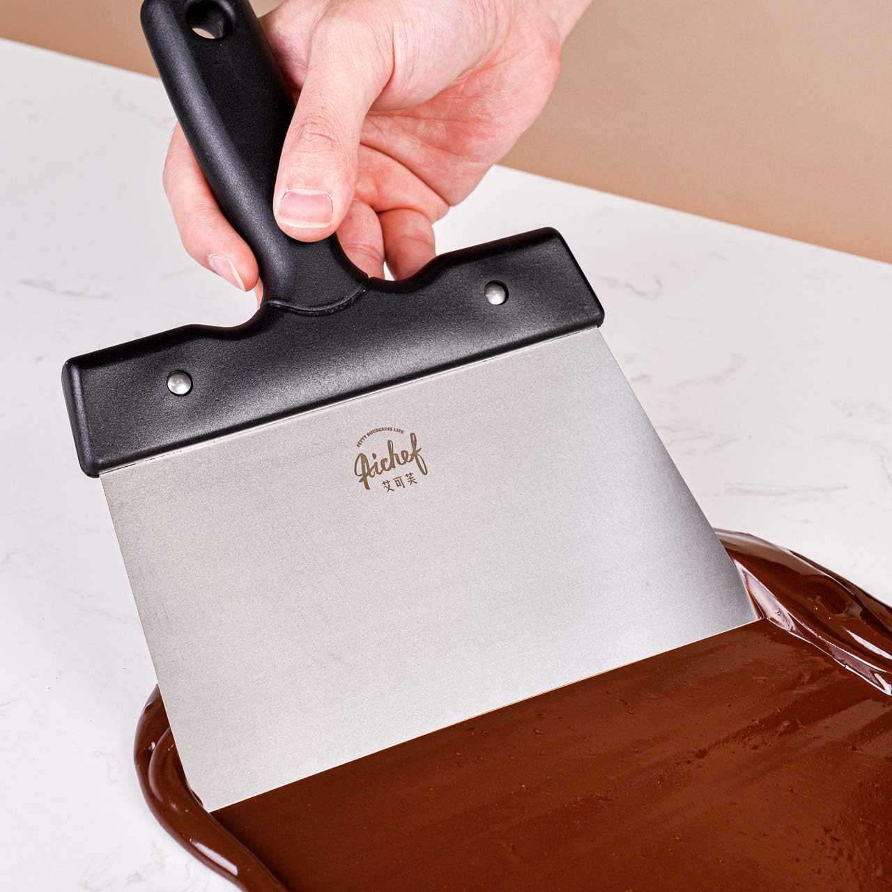 Chocolate Thermostat Spatula Melting Chocolate tempering Scraper Baking Tool Chocolate Tools.Stainless Steel Spatula Temperature Regulating Blade.(Chocolate Thermostat Spatula (Large Size))