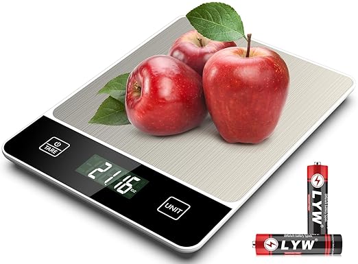 Mik-Nana Food Scale, 22lb/10kg Digital Kitchen Scale Weight Grams and Oz for Baking Cooking Coffee Meal Prep Package Postage, 6 Units with Tare Function, 1g/0.04oz Precise Graduation (White)