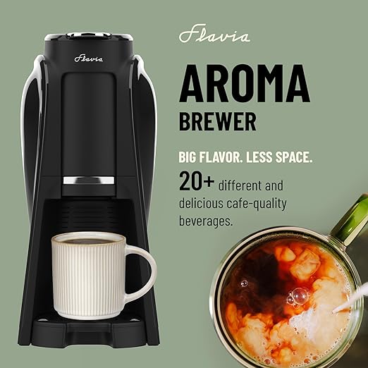 Flavia Aroma Brewer - Black, Makes Coffee, Lattes, Tea, and other Hot or Cold Beverages with Single-Serve Freshpacks, Multiple Brew Sizes