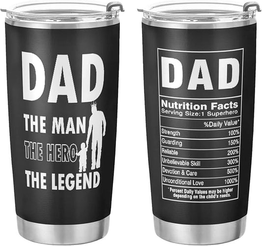 JUDIAN Gifts for Dad - Father's Day and Birthday Tumbler Cup - 20oz Travel Coffee Mug From Daughter or Son