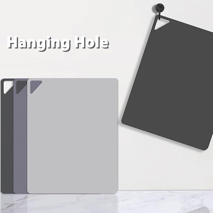 WK Flexible Plastic Cutting Boards for Kitchen, Cutting Board Mats Set of 3, Nonslip Cutting Board for Meat, Thin Cutting Sheets with Hole, Dishwasher Safe, BPA Free, 14.5x11.5"