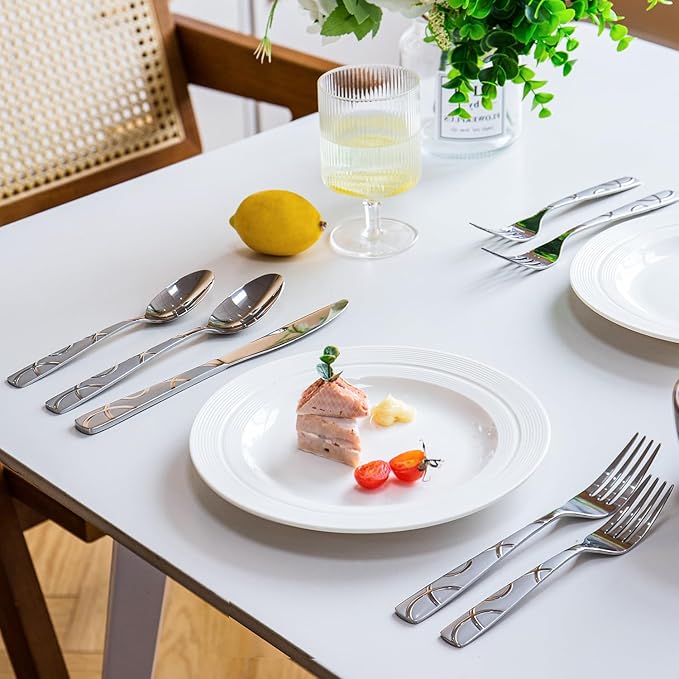 HIKAA Gift Wrap Silverware Set Stainless Steel Flatware Set for Gift, Cutlery Set for Present (60, Flower)