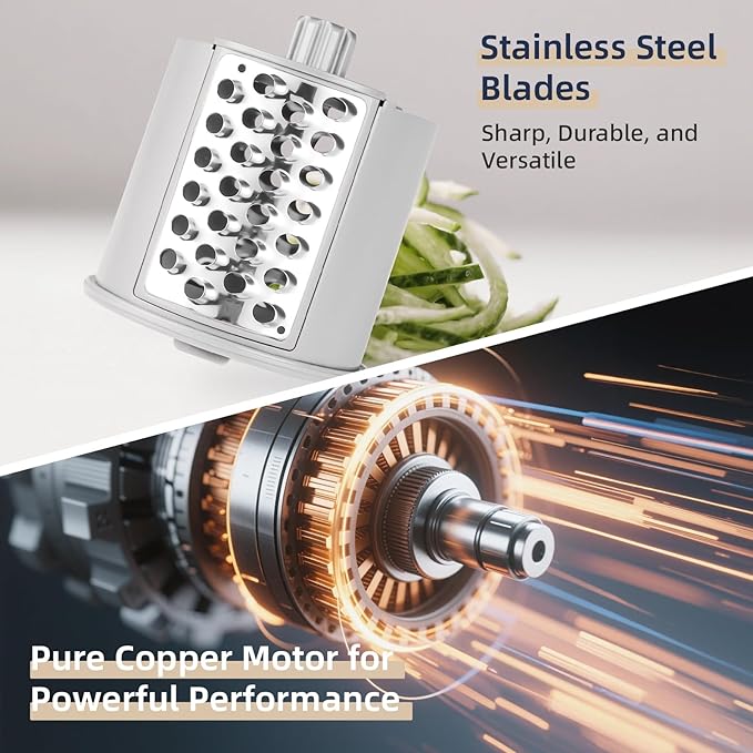 Electric Vegetable Slicer and Cheese Grater, Multifunctional Rotary Cutter with 4 Stainless Steel Blades for Potatoes Carrots Cucumbers Fruits Salad etc.