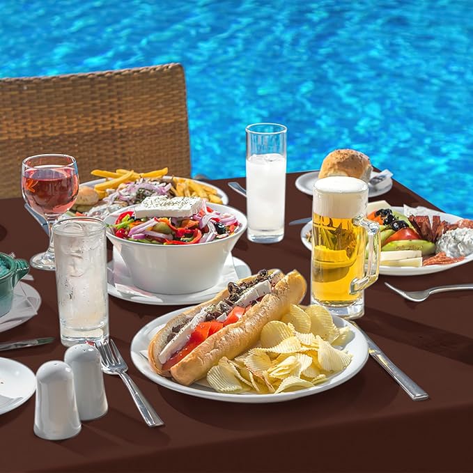 homing Rectangle Vinyl Tablecloth, Waterproof Spillproof Plastic Flannel Backed Table Cloth, Wipe Clean Table Cover for Autumn, Thanksgiving, Harvest Parties (Coffee, 60" x 102")