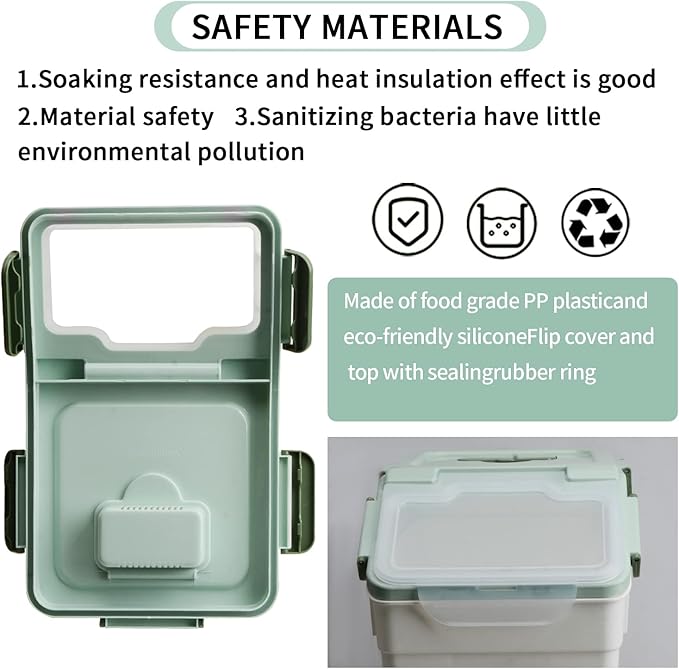 Large Flour Storage Container Bin 25lb, 4Pack Airtight Rice Storage Containers with Wheels Seal Locking Lid, BPA Free with Measuring Cup&Scoop for Flour, Rice, Grain(Green)