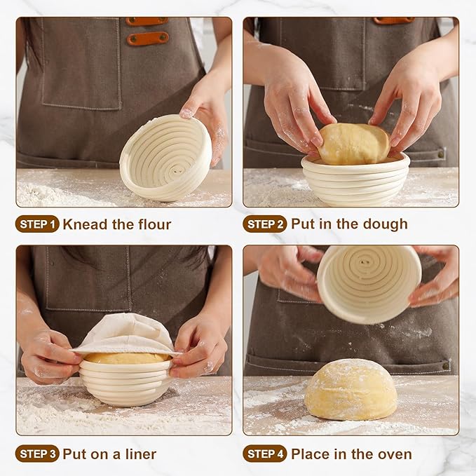 5 Inch Mini Banneton Bread Proofing Basket Set of 6, REMEIT Sourdough Bread Baking Supplies, Small Banneton Basket Proofing Baskets for Sourdough Bread Baking