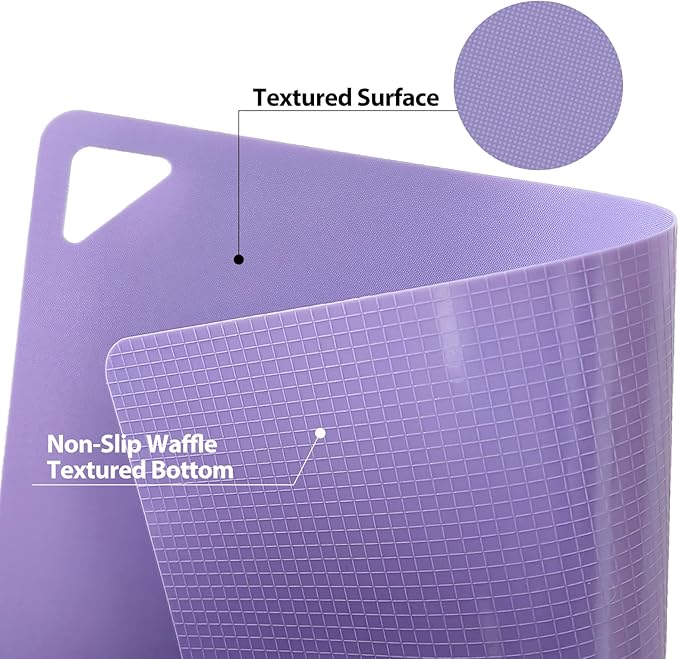 WK Flexible Plastic Cutting Boards for Kitchen, Cutting Board Mats Set of 5, Nonslip Cutting Board for Meat, Thin Cutting Sheets with Hole, Dishwasher Safe, BPA Free, 14.5x11.5"