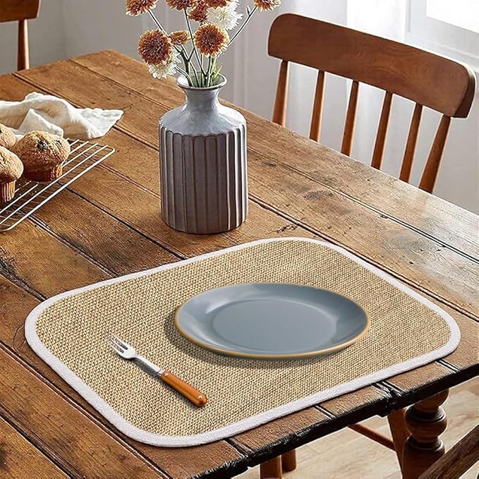 Christmas Placemats 6 Pcs Buffalo Check Placemats Red Black Plaid Reversible Place Mat for Holiday Home Table Christmas Decoration