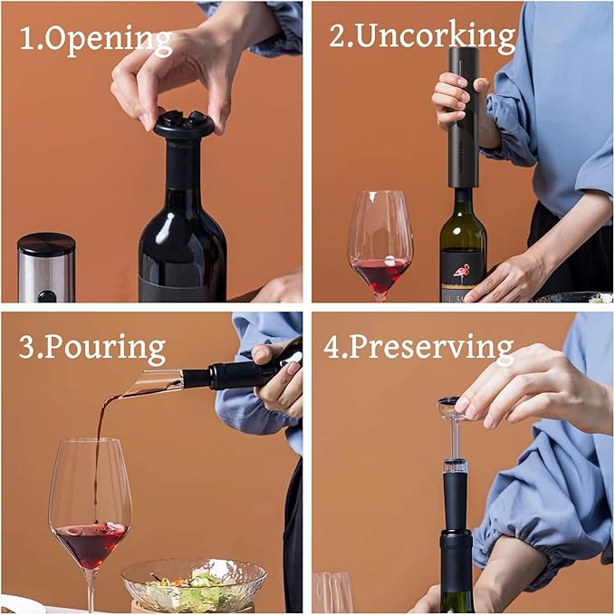 PEIPU Electric Wine Bottle Opener, 4 Pack Battery Operated, Easy to Use, Perfect for Home, Restaurants & Travel, Wine Lovers & Host