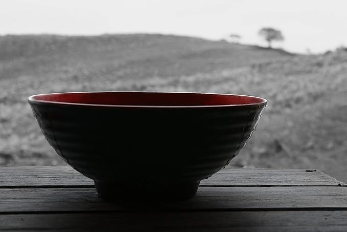 4 Ramen Bowls, 12 pieces Pho set. Red Black Ramen Bowl Set. Unbreakable Melamine. Asian Japanese soup. Spoons And Chopsticks kit. . XL 37 oz. Noodles, Rice, Udon, Thai, Chinese, Korean, Wonton, Miso