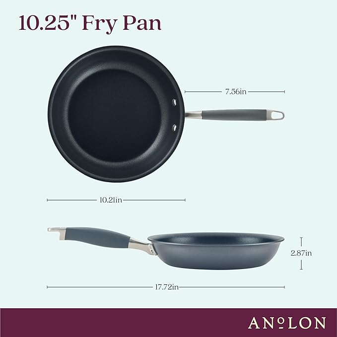 Anolon Advanced Home Hard Anodized Nonstick Skillet, 10.25 Inch – 10 Inch Fry Pan, Non Stick Saute Pan, Durable Cooking Skillet - Moonstone