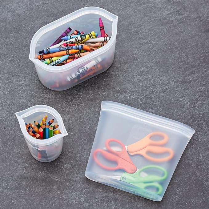 Zip Top Reusable Food Storage Bags | Sandwich Bag [Teal] | Silicone Meal Prep Container | Microwave, Dishwasher and Freezer Safe | Made in the USA