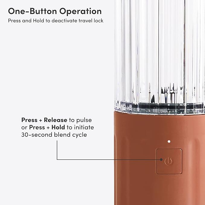 Beast GO Cordless, Premium Portable Blender for Shakes & Smoothies, 22oz Blending Vessel, Blends Ice & Frozen Fruit, Rechargeable USB-C Battery, Drinking Lid and Straw System (Terra)