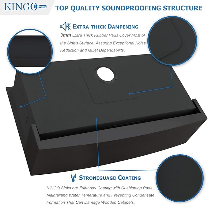 33 inch Black Farmhouse Sink, 16 Gauge Double Ledges Stainless Steel Farmhouse Kitchen Workstation, Apron Front Deep Single Bowl Kitchen Farm Farmer Style Sinks 33"x20"x9