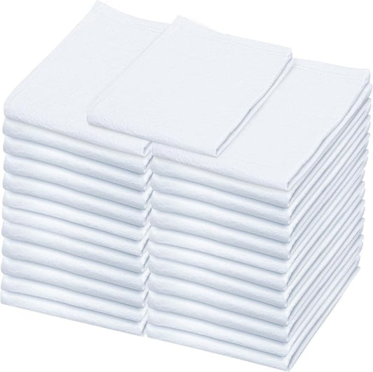 Flour Sack Towels – 24 Pack Cotton Kitchen Dish Towel, Tea Towels for Crafts, Embroidery, Baking, Bread Proofing – Thick, Absorbent, Quick-Dry – 18"x28" White