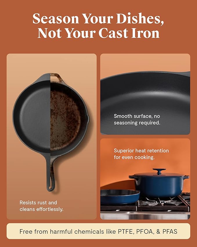 Caraway Enameled Cast Iron Dutch Oven - 8qt Dutch Oven With Lid - 3 Layer Enamel Coating - No Seasoning Required - Compatible With All Stovetops - Oven Safe - No Forever Chemicals - Gray