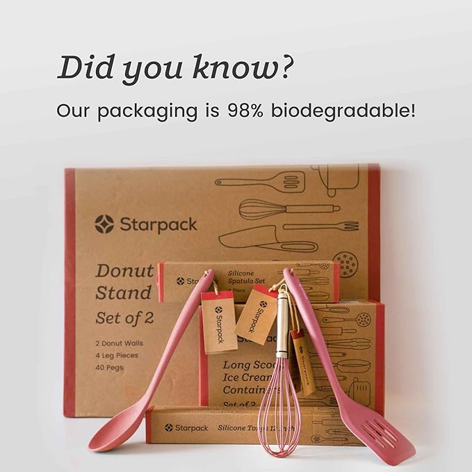 Starpack 'Like a Boss' XL Premium Silicone Cooking Utensils Set (6 Pcs) 13" - Heat Resistant Kitchen Utensils 600°F - Non-Stick Silicone Utensil Set - Large Kitchen Utensils Set for Cooking & Serving