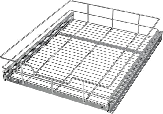 Pull Out Cabinet Organizer 17" W X 17" D, Slide Out Drawers For Kitchen Organizers and Storage, Pull Out Drawers For Cabinets Capacity Heavy Duty Caddy, Cabinet Shelves Chrome-Plated, Bathroom Pantry