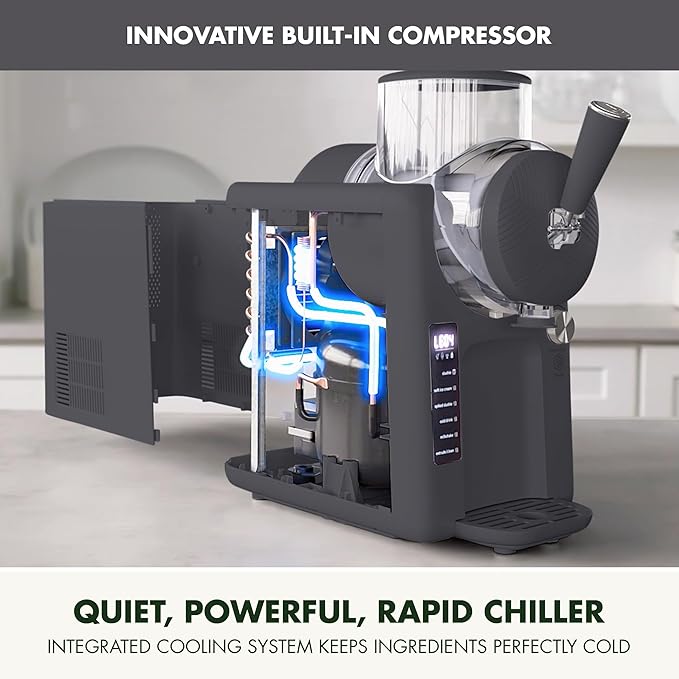 GreenPan Frost Ice Cream Machine & Frozen Drink Maker, Soft Serve, Slushie, Milkshakes & Cocktails, No Freezer Needed, 15-in-1, 7 Textures, Quiet & Rapid, Easy Clean, Family Size, Licorice Gray