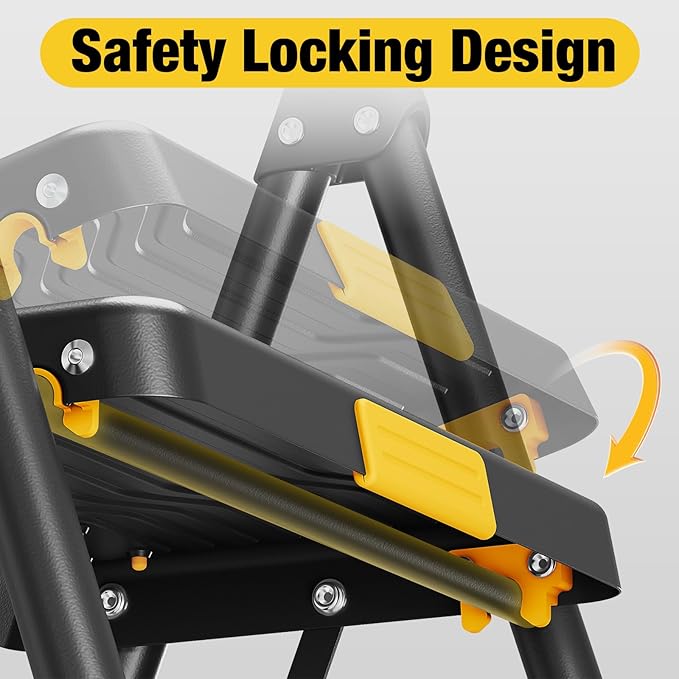 4 Step Ladder, Heavy-Duty Pass 800lb Capacity Test, Wide Anti-Slip Steps & Secure Handrail Compact, Folding Step Stool Portable Design for Home, Kitchen, Office, Pantry, Closet Use, Black