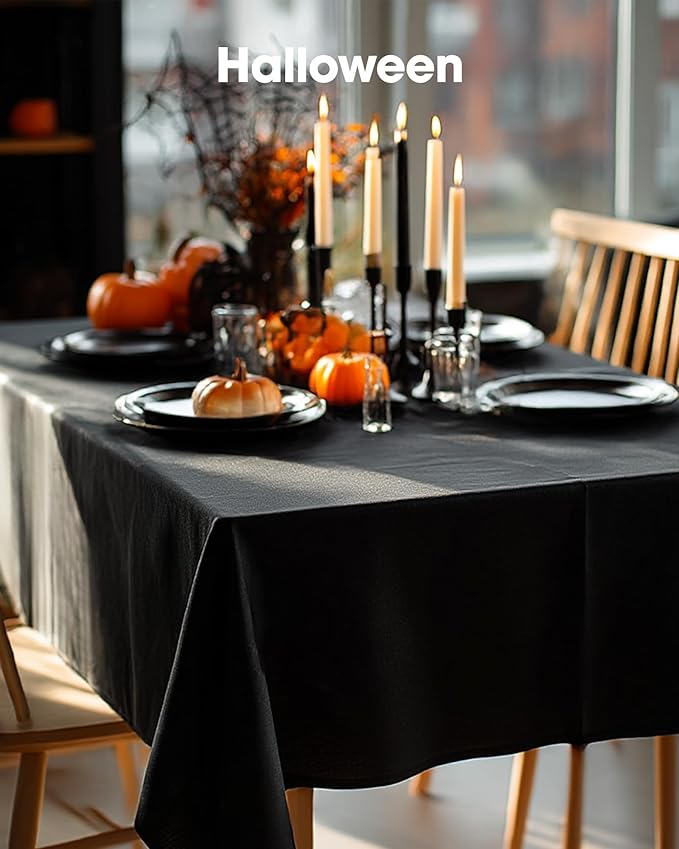 Pureegg Rectangle Table Cloth 60" x 84" – Durable Polyester Tablecloth Offers Reusable & Washable Protection, Ideal for Outdoor Party, Picnic, Wedding, Banquet and Birthday, 1 Pack, Black