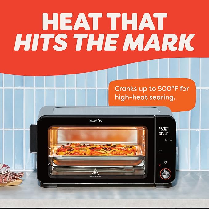 Instant Pot No Preheat Required* 6-Slice Air Fryer Toaster Oven with InstantHeat Technology, 10-in-1, Air Fry, Roast, Bake, Sear Crisp, Toast, Bagel, Broil, Dehydrate, Reheat, and Make Pizza