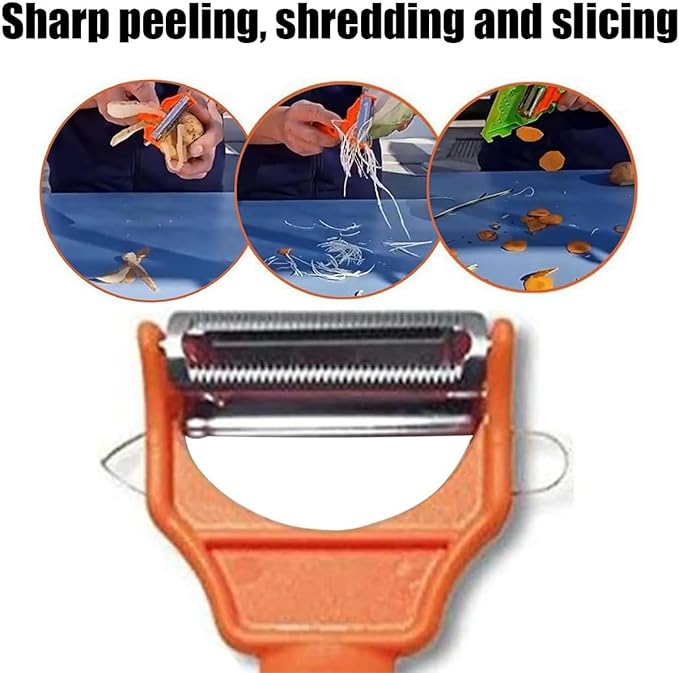 Pelador Multifuncional 2-En-1, Set Patient Peeler, Multifunctional Single-Blade Peelers, 2 in 1 Multifunctional Peeler & Julienne Set with Grating Plate Great for Fruit and Vegetable (1pcs)