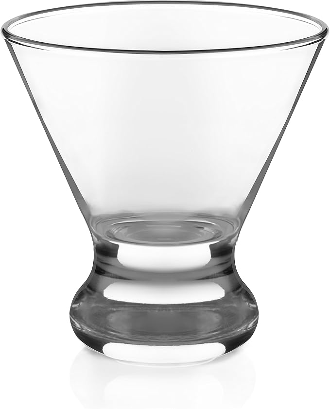 Libbey Cosmopolitan Stemless Martini Glasses Set Of 12, Dishwasher Safe Holiday Martini Glass, Lightweight Cocktail Glass Set for Wedding Party