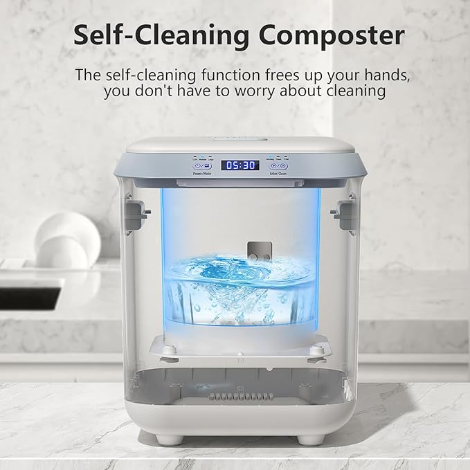 Electric Composter for Kitchen: Smart Compost Bin Outdoor/Indoor, Odorless/Auto-Cleaning/Intelligent LED Display, 2.5L Auto Garbage Disposal Home Countertop Composting Bin, Turn Waste into Fertilizer
