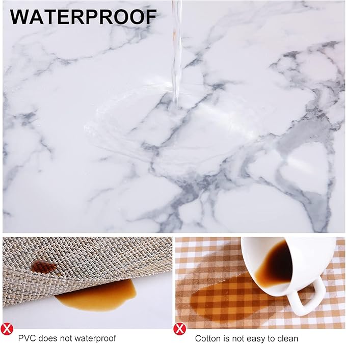homing Faux Leather Heat Resistant Placemats 8 Packs, Waterproof Wipeable Dining PU Place Mats for Indoor & Outdoor, Easy to Clean, Marble