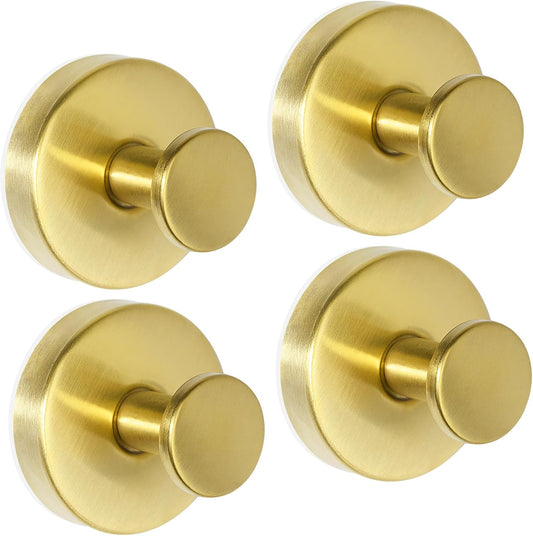 ZESLMG Suction Cup Hooks for Shower Wall, Door Wreaths, Removable Inside Shower Towel Hooks for Bathroom Window Glass Kitchen- Bath Robe Loofah Suction Hooks for Hanging More Surfaces (Gold, 4 Pack)