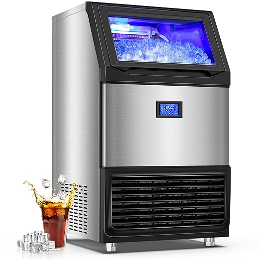 450Lbs/24H Under Counter Commercial Ice Machine with 160LBS Large Storage Bin, Stainless Steel Freestanding Ice Maker for Home Bar Cafe, Include Water Filter and Ice Scoop,Self Cleaning