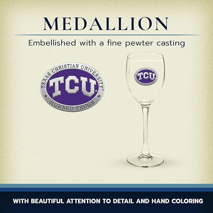 Heritage Pewter TCU Horned Frogs Glass Goblets – Set of 2 | 12 OZ Goblet Wine Glasses | Expertly Crafted Pewter Glass