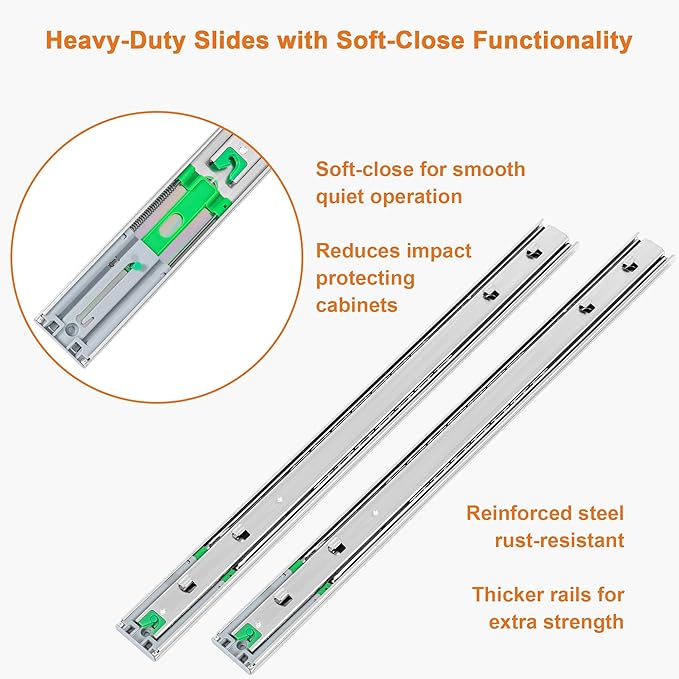 ALINE FURNITURE 2-Tier Pull Out Cabinet Organizer - 8" W x 22" D Soft Close Sliding Shelves with Shelf Liners - Pullout Drawers for Kitchen Cabinets, Pantry, Bathroom, Heavy Duty Steel Wire Baskets