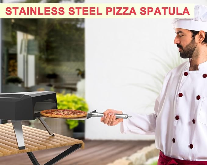 "DcYourHome 12 inch Round Pizza Stone with Rack for Oven, BBQ Grilling, Natural Cordierite Pizza Stone Kit with Pizza Peel & Plastic Scraper for Baking Bread, Universal High Temperature Baking Stone"